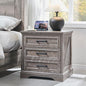 ACCOHOHO Farmhouse Nightstand with Charging Station, 22 Inch Wide End Table with 3 Large Drawers & Bar Handles, Rustic Wood Small Dresser Chest of Drawers for Bedroom, Living Room, Closet, Grey