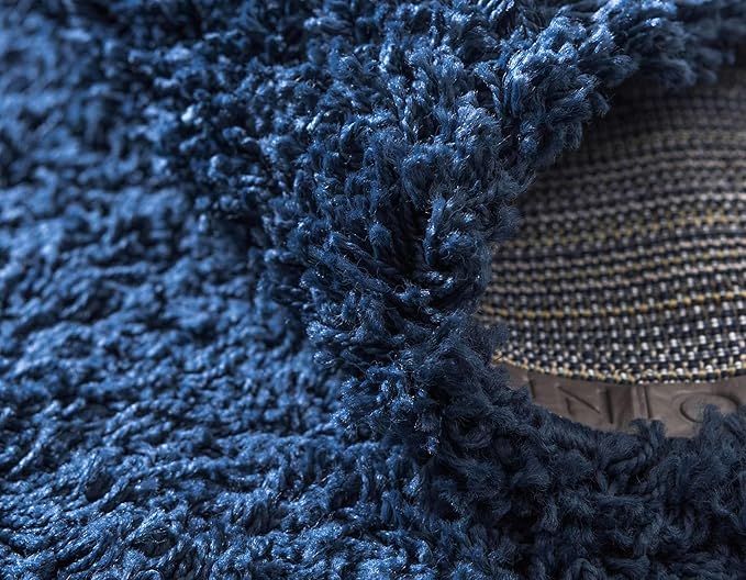 Unique Loom Solid Shag Collection Area Rug (10' x 13' Rectangle, Sapphire Blue/ Navy Blue)