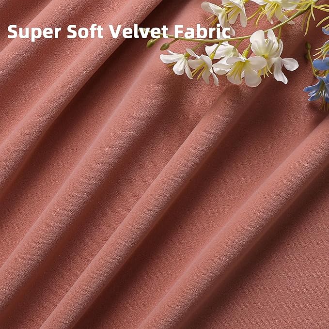Joydeco Pink Velvet Curtains 84 inch Length 2 Panels, Luxury Blackout Rod Pocket Thermal Insulated Window Curtains, Super Soft Room Darkening Drapes for Living Dining Room Bedroom,W52 x L84 inches