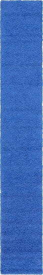 Unique Loom Solid Shag Collection Area Rug (2' 6" x 16' 5" Runner, Periwinkle Blue)
