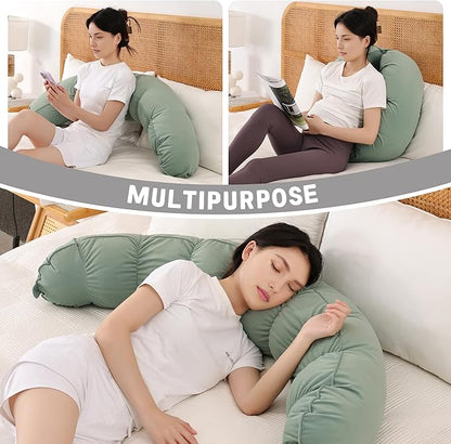 Peallow(Pat. Pend) – Long Round Body Pillow for Adults, Bolster Pillow for Sleeping, Soft and Supportive Pillow for Sleeping & Lumbar Support(Willow Green,59")