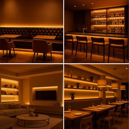 Candlelight COB LED Strip Lights 2400K, 3W/FT, 32.8FT 24V LED Tape Light with 3M VHB Backing, CRI 95, UL Listed, Cuttable, Dimmable, Bendable for Bars, Restaurants, Relaxing (NO Power Supply)