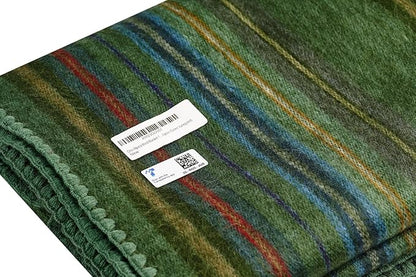QISU Alpaca Wool Blanket Throw | Large, Beautiful, Warm, Variegated | 85 x 65 inches | Ultra-Soft, Hypoallergenic and Breathable | Non-Itchy or Scratchy Fabric (Green Variegated)