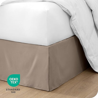 Bare Home California King Bed Skirt - 15-Inch Tailored Drop Easy Fit - Bed Skirt for Cal King Beds - Center & Corner Pleats (Cal King, Taupe)