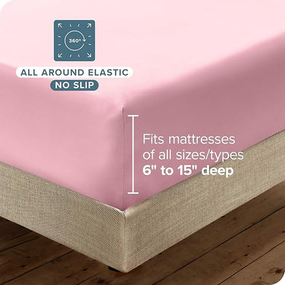 Bare Home Hotel Luxury Queen Sheet Set, Extra Soft - 6 Piece Set - Deep Pockets - Easy Fit - Cooling & Breathable - Wrinkle, Fade, Stain Resistant - Includes 4 Pillowcases (Queen, Light Pink)