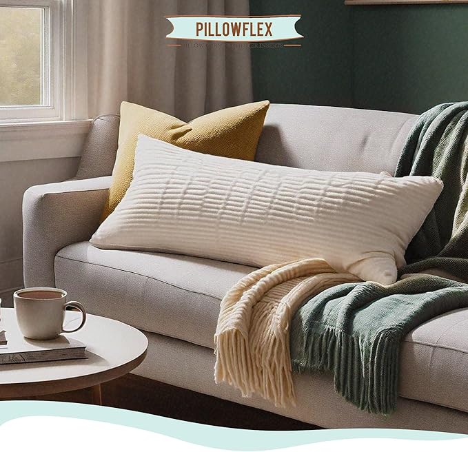 Pillowflex Synthetic Down Pillow Insert - 18x22 Down Alternative Pillow, Ultra Soft, Large Rectangle, Lumbar, Back, Neck, Sleeping Pillow - 1 Decorative Pillow Form