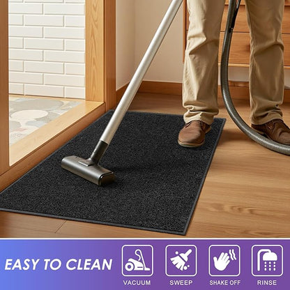Kuyal Door Mat, 3'x10' Indoor Outdoor Entrance Mat to Trap Dirt and Moisture, Non Slip Waterproof Outdoor Mats, Commercial Floor Inside Outside Entrance, Heavy Duty Durable Welcome Mats, Black