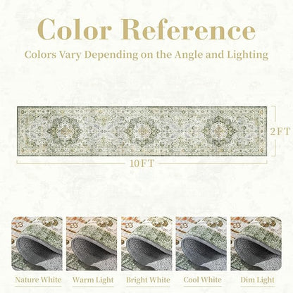 PADOOR 2X10 Runner Rug,Runners for Hallways,Soft Green Washable Bedside Rugs for Bedroom,Non Slip Long Rug for Hallways Entryway Laundry Room Stair Kitchen Bathroom