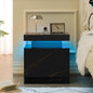 LED Bedside Table with 2 Drawers, Modern Nightstand Cabinet for Bedroom, End Side Table with Lights