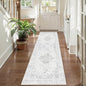 2x6 Hallway Washable Runner Rug Vintage Non-Slip Soft Kitchen Mat Boho Medallion Distressed Farmhouse Carpet Floral Low Pile Indoor Throw Rug for Entryway Bathroom Living Room Bedroom, Gray
