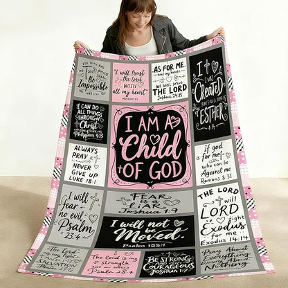 Christian Gift for Women, Inspirational Throw Blanket for Couch, Soft Lightweight Flannel Blanket, 50"x 60" Thoughts and Prayers Blankets for Bedroom Sofa Living Room Decoration