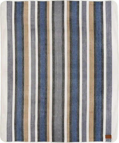 QISU Alpaca Wool Blanket Throw | Large, Beautiful, Warm, Stripe | 85 x 65 inches | Ultra-Soft, Hypoallergenic and Breathable | Non-Itchy or Scratchy Fabric (Brown Blue Grey White)