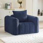 Oversized Boneless Corduroy Accent Chair, Comfy Deep Seat Armchair for Bedroom, Modern Upholstered Living Room Sofa Chair with Pillow, No Assembly, Navy