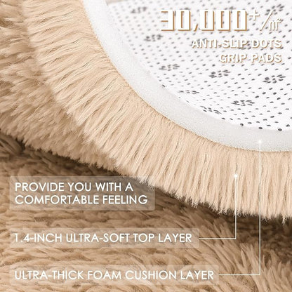 OLANLY 2x6 Machine Washable Runner Rugs for Hallway, Soft Fluffy Shaggy Bedside Rugs for Bedroom, Living Room, Indoor Floor Carpet for Kids Girls and Boys, Nursery Rooms, Home Decor Aesthetic, Beige