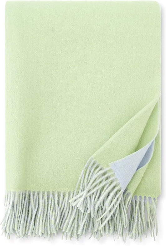 Alashan Cashmere Blend Double Faced Throw-Super Soft and Luxe Fabric- Perfect for Cozy Nights! 95% Merino Wool/5% Cashmere, 50" x 70", Great Gift Item. (Sea Glass & Blue Haze)