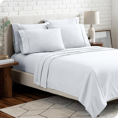 Bare Home Hotel Luxury Full Sheet Set, Extra Soft - 6 Piece Set - Deep Pockets - Easy Fit - Cooling & Breathable - Wrinkle, Fade, Stain Resistant - Includes 4 Pillowcases (Full, White)