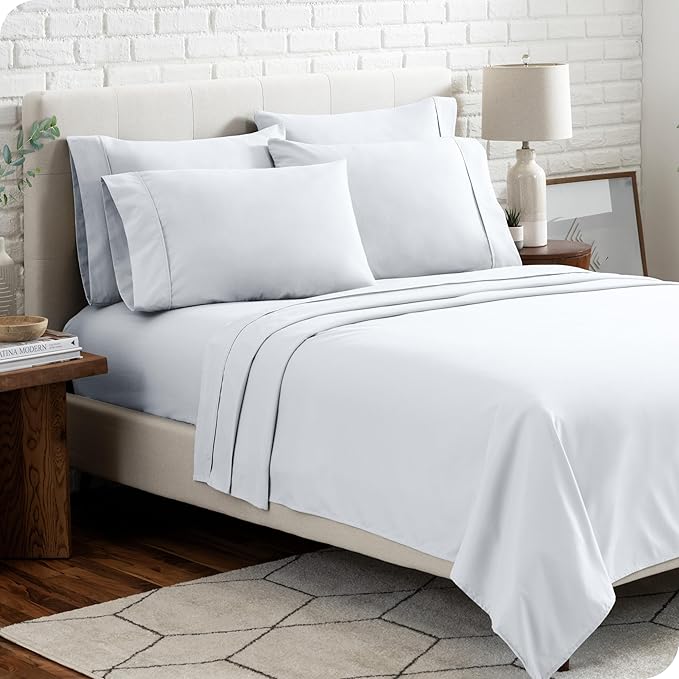 Bare Home Hotel Luxury Cal King Sheet Set, Extra Soft, 6 Piece Set, Deep Pockets, Easy Fit, Cooling & Breathable, Wrinkle, Fade, Stain Resistant, Includes 4 Pillowcases (California King, White)