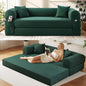 Convertible Futon Sofa Bed,80" Folding Pull Out Couch Bed with Storage,Queen Sleeper Sofa Bed,Compressed Couch in a Box,Corduroy Boneless Couches for Living Room,Deep Green