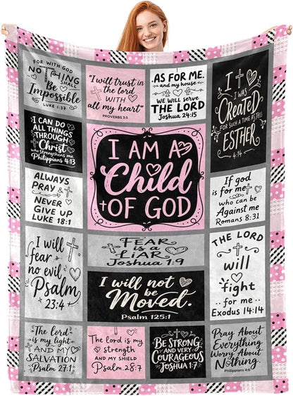 Christian Gift for Women, Inspirational Throw Blanket for Couch, Soft Lightweight Flannel Blanket, 60"x 80" Thoughts and Prayers Blankets for Bedroom Sofa Living Room Decoration