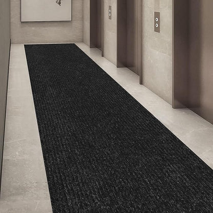 Ottomanson 3'11" x 5' Mud Mat Area Rug Scraper Carpet - Non-Slip, Dirt Trapping for Indoor & Outdoor Use - Ideal for Entryway, Garage, Kitchen, Patio & High-Traffic Areas, Black