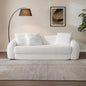 SICOTAS 90.6" Curved Convertible Sofa Couch Bed for Living Room Futon Cloud Boneless Sleeper Sofa Pull Out Floor Couch with Deep Seat Modern 3 Seater Foam Bed No Assembly for Bedroom Apartment, White
