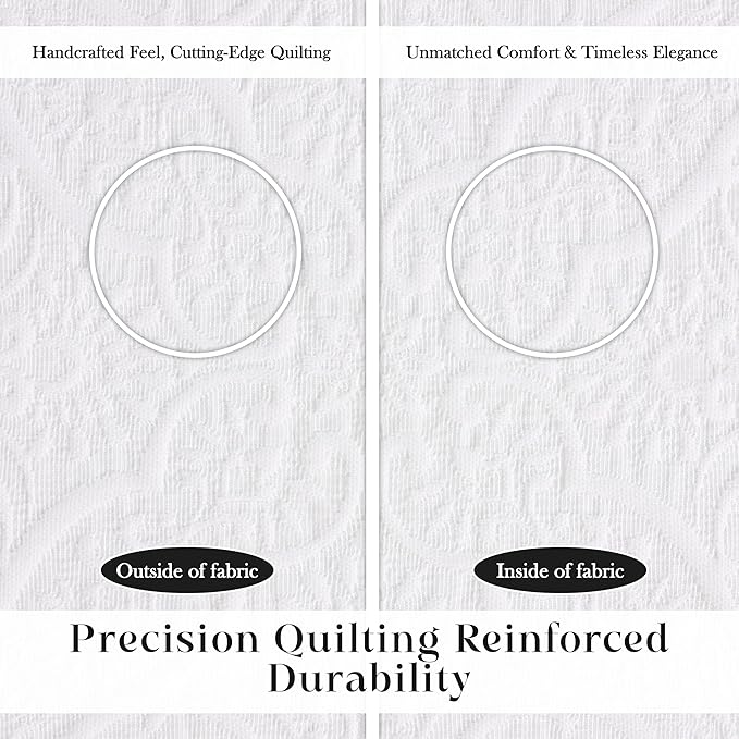 Superior 3 Piece Bedspread Set, Home Bed Decor, Decorative Bed Spread, 2 Pillow Shams, Medium Weight Blanket, Floral Matelasse Coverlet, Bedding Essentials, Enzy Collection, California King, White