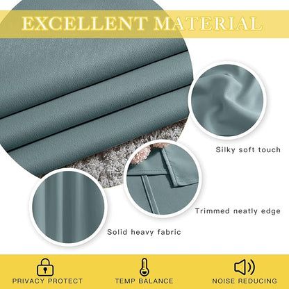 NICETOWN Greyish Blue Sliding Door Curtain for Bedroom, Blackout Patio Door Curtain Room Divider Privacy Thermal Grommet Window Treatment for Living Room, 1 Panel, W80 x L90