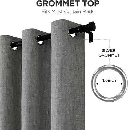 Joydeco Blackout Curtains 72 Inches Long 2 Panels Burg, Room Darkening Curtains for Bedroom, 100% Black Out Textured Thermal Drapes Privacy Protection 2 Panels Set(W52 x L72 Inch, Grey)