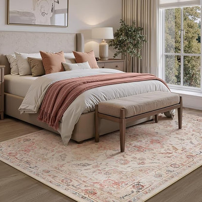 PADOOR 6X9 Area Rug,Rugs for Living Room,Soft Pink Rugs for Bedroom,Machine Washable Rug Non Slip Carpet for Dining Room Living Room Bedside Office
