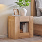 OKD 24'' Modern Nightstands Set of 2, Large Wooden End Table with Charging Station & Drawer & Storage Shelf, Rustic Square Bedside Table for Bedroom, Living Room, Wood Thick Design,Natural Oak