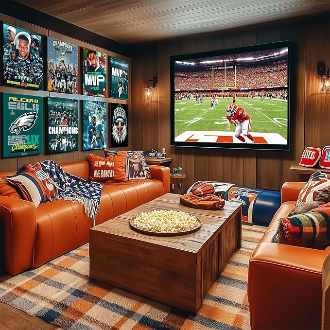 B.B.F MAKE 2025 Super Canvas Bowl Wall Art Champions MVP Hurts Canvas Wall Decor Eagles Poster Print Philadelphia Sports Star Picture Gift Modern Bedroom Living Room Home Decoration, Framed 8x10inch