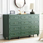 12 Drawer Fluted Dresser for Bedroom, Mid Century Modern Chest of Drawers, Wood Storage Small Dresser Organizer for Bedroom Living Room Hallway Closet, Green