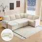 VINGLI Convertible Sofa Bed, U-Shape Sectional Couches for Living Room Sleeper Sofa with Pull Out Couch Bed Cloud-Like Plush Fleece Sofa Couch with Storage Chaise, USB Charging, Side Pockets