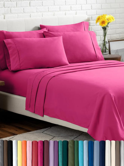 Bare Home Hotel Luxury Twin XL Sheet Set, Extra Soft - 4 Piece Set - Deep Pockets - Easy Fit - Cooling & Breathable - Wrinkle, Fade, Stain Resistant - Includes 2 Pillowcases (Twin XL, Pink)