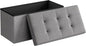 SONGMICS MAZIE Collection - 30 Inches Folding Storage Ottoman Bench, Ottoman Foot Rest, End of Bed Bench, Storage Chest, Load 660 lb, for Living Room, Bedroom, Entryway, Light Gray ULSF47G