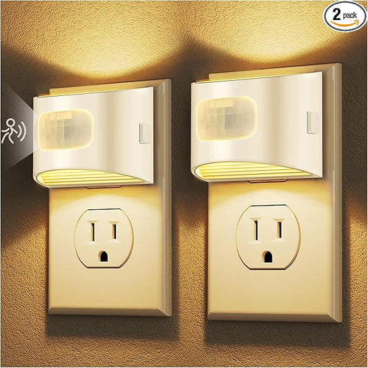 DORESshop LED Night Light[2 Pack], Night Lights Plug into Wall, 3 Mode Plug in Night Light with Motion Sensor, Dusk to Dawn Sensor, Nightlights for Adults, Bedroom, Bathroom, Hallway, White Cover