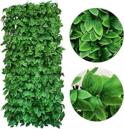Sumery Expandable Fence Privacy Screen for Balcony Patio Outdoor,Decorative Faux Ivy Fencing Panel,Artificial Hedges (Single Sided Leaves) (4, Peony Leaf)