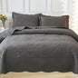 MarCielo 3-Piece 100% Cotton Oversized Bedspread Lightweight Quilt Coverlet Embroidery Farmhouse Bedding Set T0 (Dark Grey, Oversized King (118"x106"))
