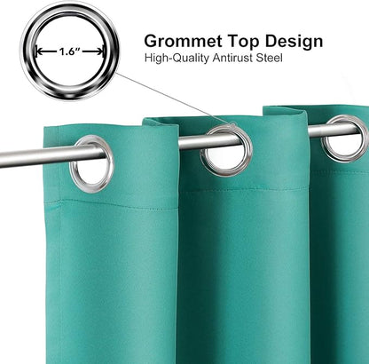 ChrisDowa Room Darkening Curtains 90 Inches Long 2 Panels Set for Living Room, Grommet Thermal Insulated Blackout Curtains for Bedroom (Teal, 52 x 90 Inch)