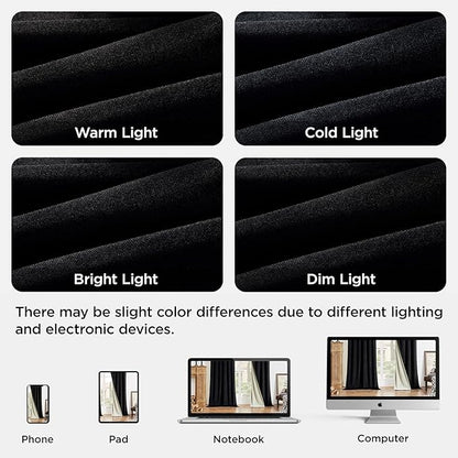 Joydeco Black 100% Blackout Curtains 72 Inch 2 Panels, Luxury Thermal Insulated Black Velvet Curtains for Bedroom Living Room, Soundproof Blackout Window Drapes, Rod Pocket & Back Tab (42W x 72L)