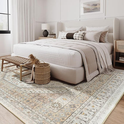 zesthome 6x9 Area Rug, Super Soft Washable Rugs for Living Room, Non-Slip Stain Resistant Vintage Rugs, Ultra-Thin Large Area Rugs
