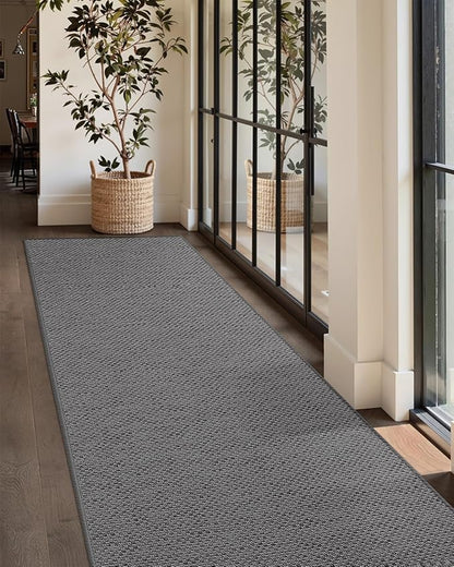 Color&Geometry Door Mat 2'4"x12' Runner Rug with Rubber Backing, Non Slip Washable Hallway Rug, Carpet Runners for Hallway Living Room Bedroom, Light Grey (Rolled-up NO Creases)