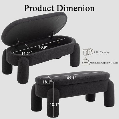 Ottoman with Storage, Large Foot Rest Ottoman Storage Bench,End of Bed Bench,Upholstered Seating,for Entryway, Hallway, Living Room,Bedroom (Black)