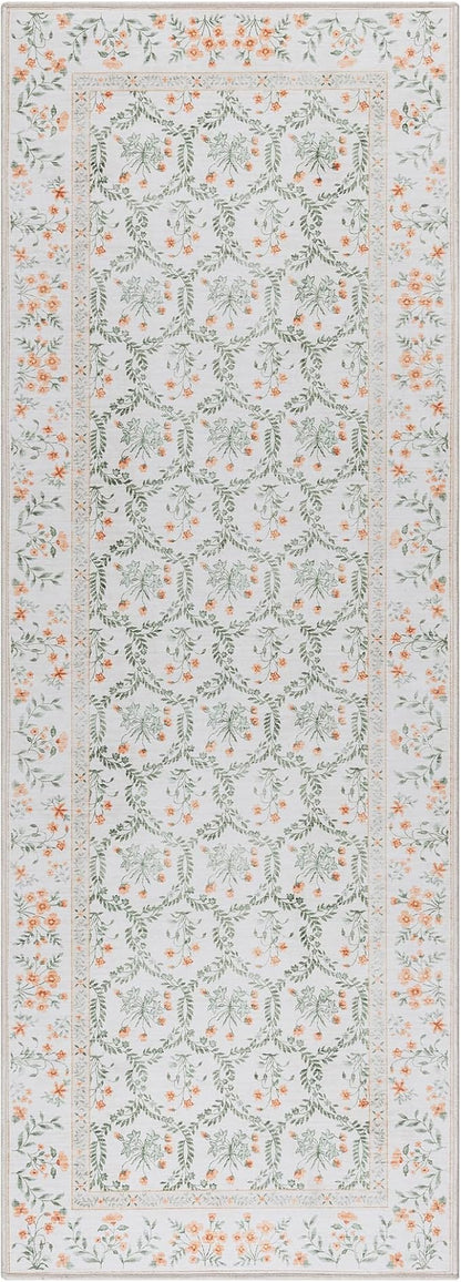 Gertmenian Indoor Boho Area Rug | Home Decor for Entryway, Bedroom, Living Room, Office, Kitchen | Non Slip, Soft, Printed Accent Rugs | Vela, Ivory, 2x6 Runner, 24607