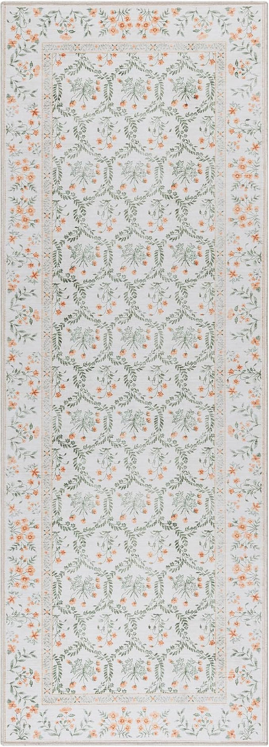Gertmenian Indoor Boho Area Rug | Home Decor for Entryway, Bedroom, Living Room, Office, Kitchen | Non Slip, Soft, Printed Accent Rugs | Vela, Ivory, 2x6 Runner, 24607