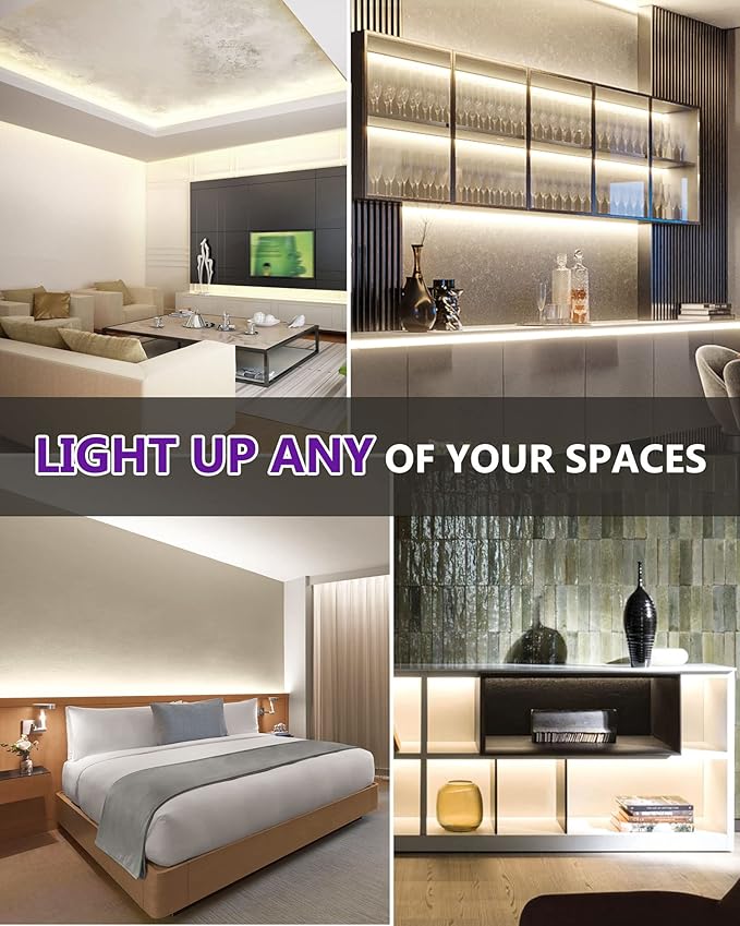 HitLights COB LED Strip Lights Neutral White 4000K,16.4ft Premium High Density 24V Tape Light, 2560LEDs, 350+ LM/FT, CRI 90+, IP30, Lighting for Kitchen, Cabinets, UL Listed(Power Source Not Included)