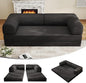5-in-1 Folding Convertible Sofa Bed with L-Shaped Cylindrical Pillow, Corduroy Boneless Couch, Pull Out Bed, Floor Sofa Modular Futon Couch for Living Room Bedroom Lounge - No Assembly Needed in