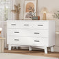 Dresser for Bedroom with 7 Drawer, Wood Modern Chest of Drawers with X-Shaped Sturdy Base, Wide Double Dresser Closet Clothes Storage Organizer, Wooden TV Stand for Living Room, Hallway, White