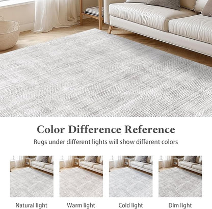Area Rugs 6x9, Machine Washable Modern Soft Rugs for Living Room Floor Non-Slip Carpet for Nursery Bedroom Indoor Home Office Light Grey 6x9