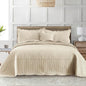 HoneiLife Oversized King Bedspreads - California King Quilt 120x120,4-Piece Cal King Quilt Sets,Rustic Bedding Sets King Size,Reversible Coverlets Lightweight Bed Cover for All Season Use-Khaki